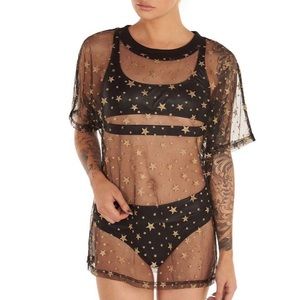 iHeartRaves Twinkle Star Sheer Mesh Tee Shirt